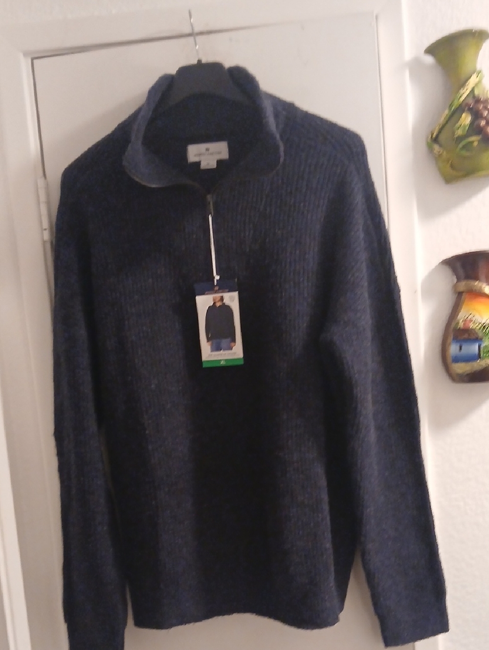 Modern AmbitionWomen's Navy Half-Zip Sweater - Classic Knit XL DARK  Navy BLUE